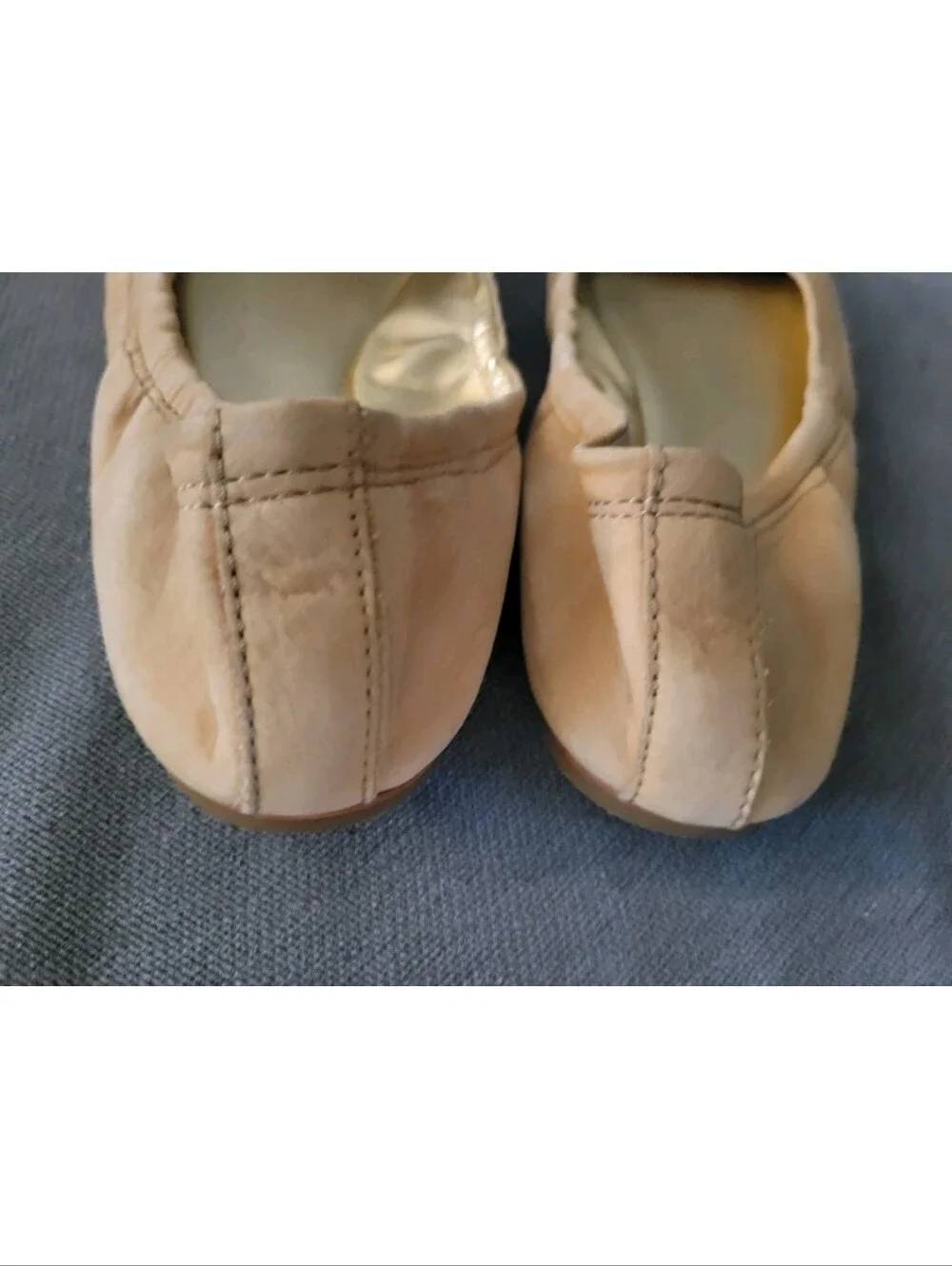 Vintage Y2k Coach Suede Leather Ballet Flats Ariza Khaki Tan Fringe Medallion 9